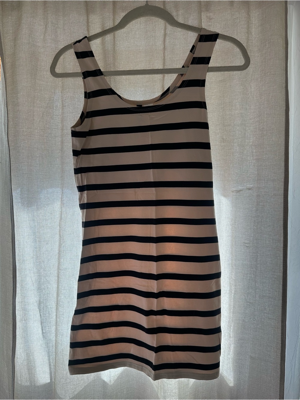 H&M Sleeveless Black and Cream Striped Tank Dress size 6